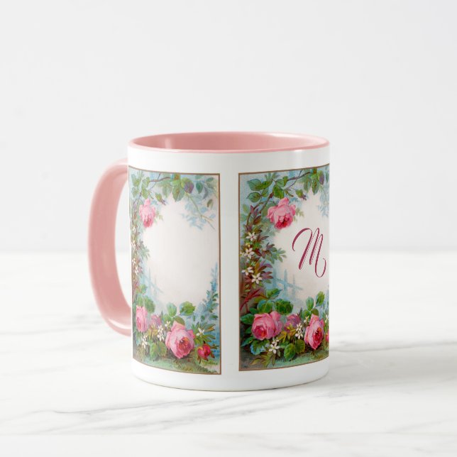 MUG ROSES ROSES ROSES ET JASMINES MONOGRAMME FLORAL (Devant gauche)