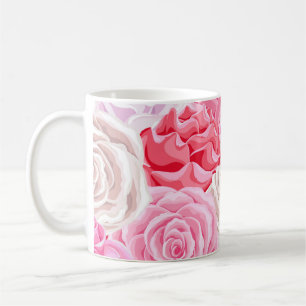 Mug roses roses roses rose et blanc sans couture motif