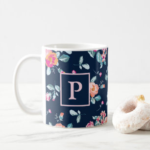 Mug Roses roses roses vives Motif Floral Monogramme