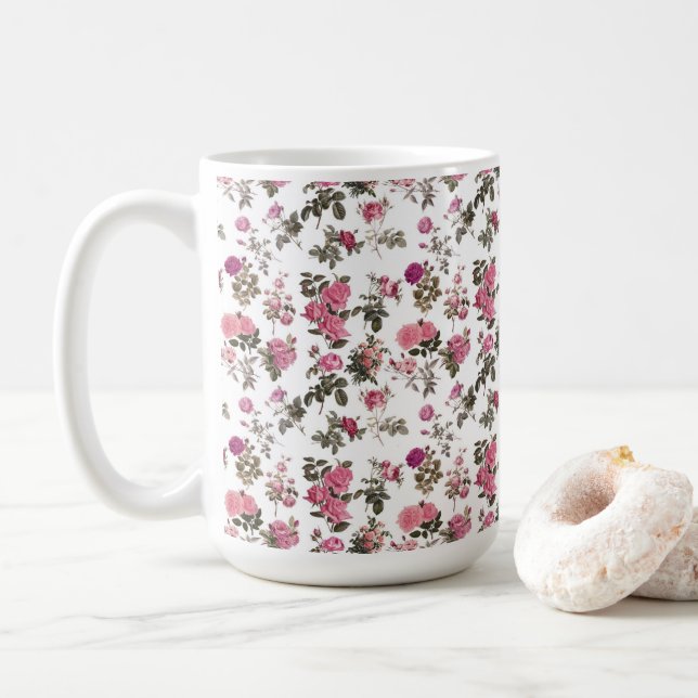 Mug Roses roses vintage (Avec donut)