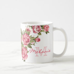 Mug Roses roses vintages rose pâle Nom des pivoines, m