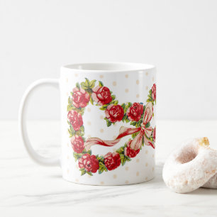 Mug Roses rouges Coeur floral Wreath Élégant mignon Vi