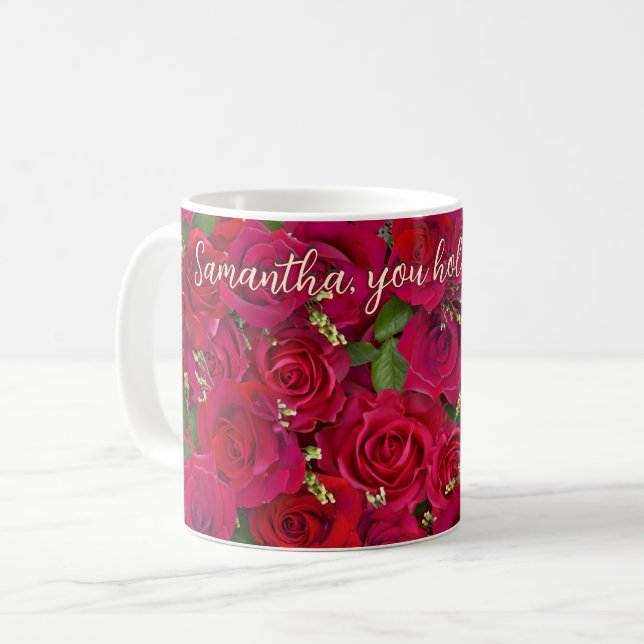 Mug Roses rouges de la Saint-Valentin avec message per (Devant gauche)