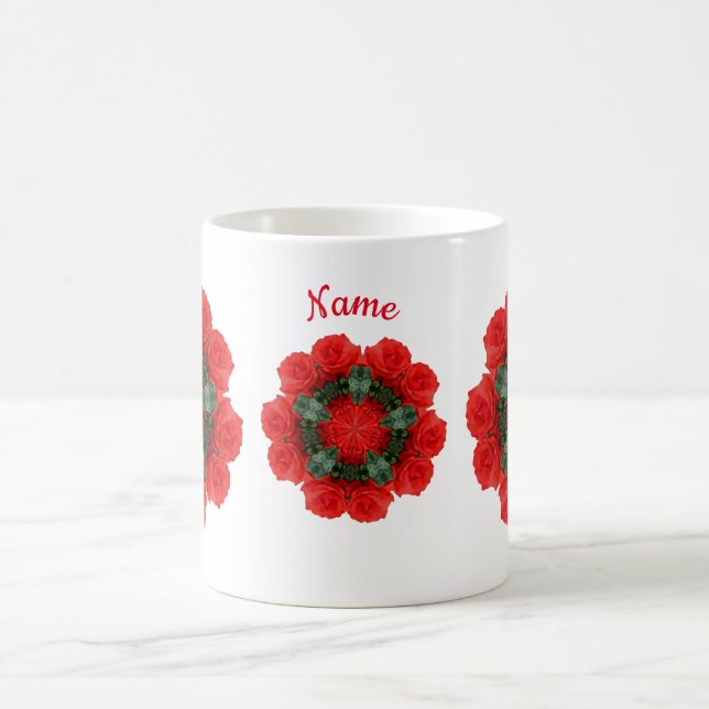 Mug Roses rouges Fleur Art Personnalisé (Centre)