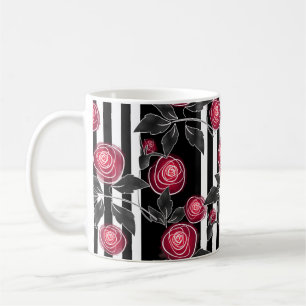 Mug Roses rouges, fleurs abstraites, fleurs, motif flo