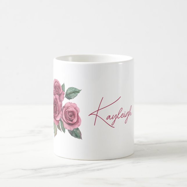 Mug Roses Rouges Floral Personnalisé (Centre)