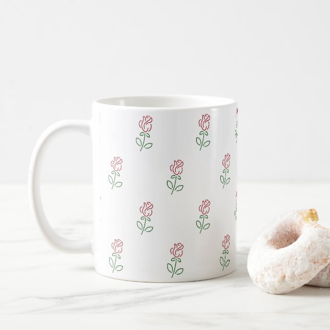 Mug Roses Rouges, Motif De Roses, Fleurs (Avec donut)