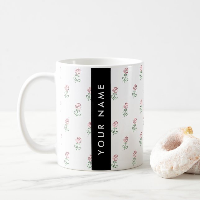 Mug Roses Rouges, Motif De Roses, Votre Nom (Avec donut)