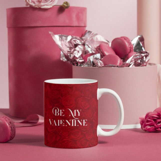 Mug Roses rouges romantiques Bandes d'or Accent (Créateur téléchargé)