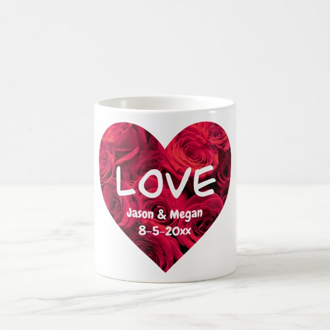 Mug Roses rouges romantiques Coeur de Saint-Valentin (Centre)