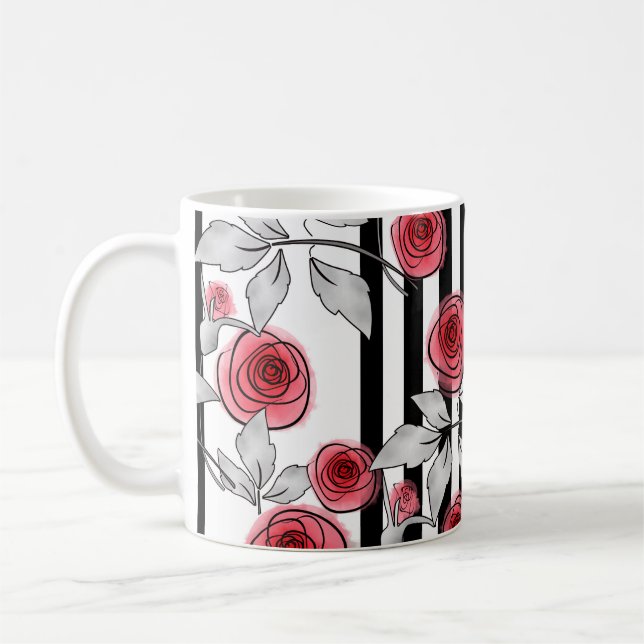 Mug Roses rouges, roses aquarelle (Gauche)