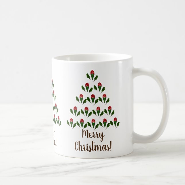 Mug Roses Rouges Vibrantes, Arbre de Noël Holly, Souha (Droite)