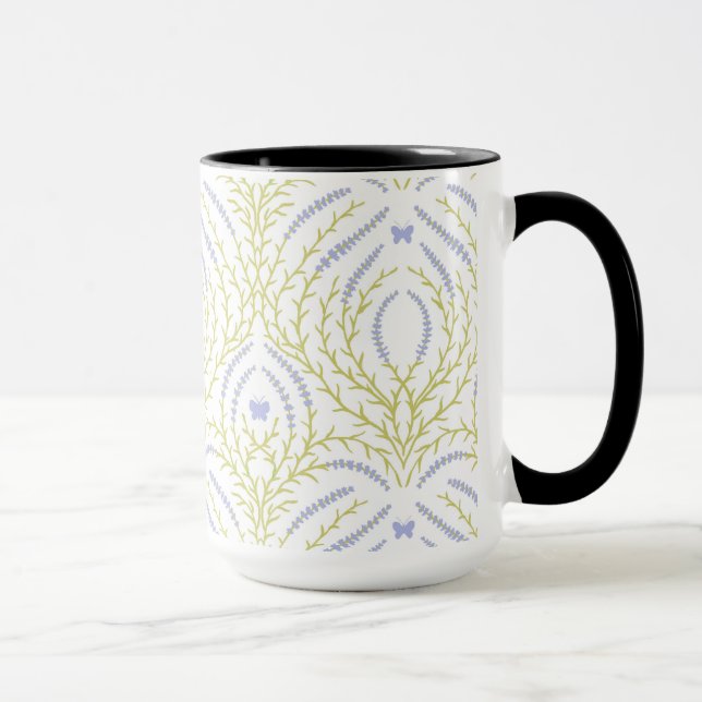 Mug Roses sauvages et papillons /rose/vert pâle/jaune (Droite)