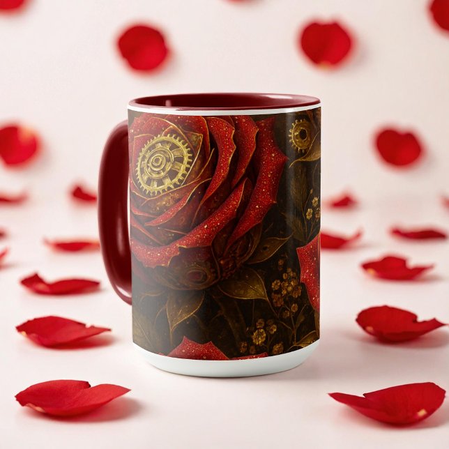 Mug Roses Steampunk Luxueuses Romantiques Engrenages D (Créateur téléchargé)