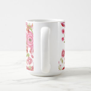 Mug Roses sur fleurs blanches et Vintages et rayures c