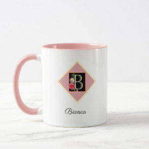 Mug Roses Vintage Initiales Personnalisées "B"