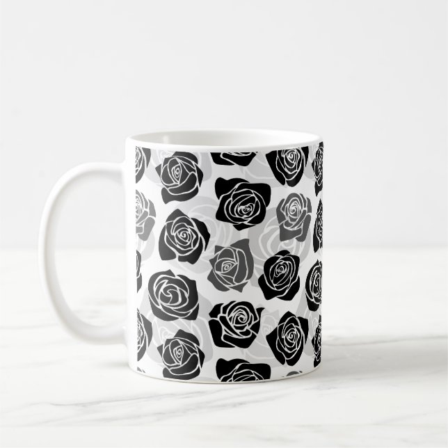Mug Roses Vintages chic en noir et blanc (Gauche)