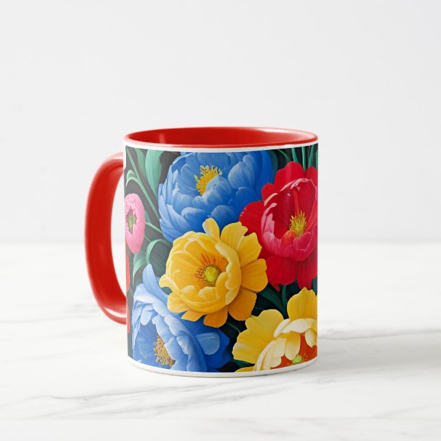 Mug Roses vives et colorées (Devant gauche)
