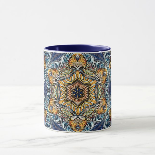 Mug Rosette géométrique mandala Fractale rétro Hippie  (Centre)