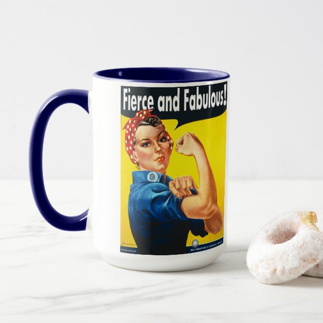 Mug Rosie la riveuse Fière et Fabuleuse Branchée (Avec donut)