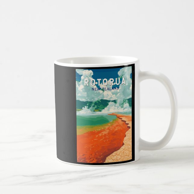 Mug Rotorua New Zealand Illustration Travel Art Retro  (Droite)