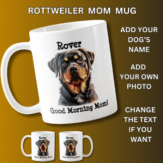 Mug Rottweiler Ajouter le nom du chien, modifier la ph