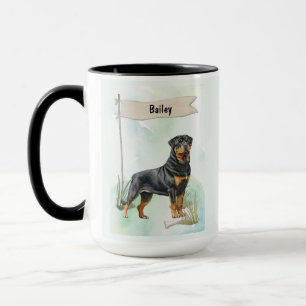 Mug Rottweiler Aquarelle Chien Personnalisé