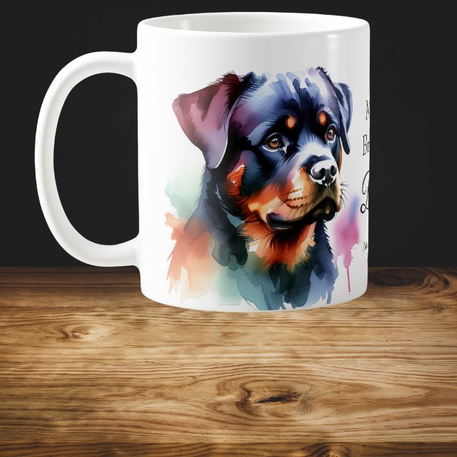 Mug Rottweiler aquarelle Personnaliser (Personalize Add dogs name)