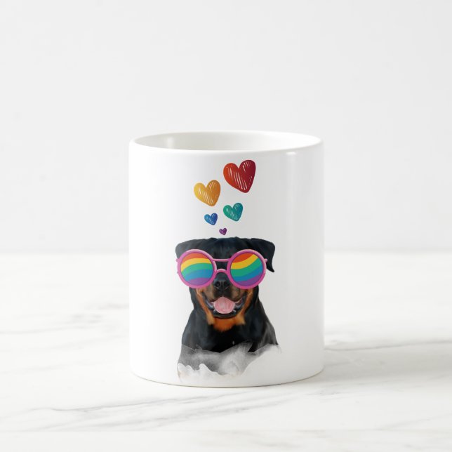 Mug Rottweiler Chien avec Coeurs Saint-Valentin (Centre)