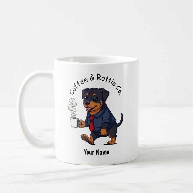 Mug Rottweiler Chien Drôle Costume D'Affaires Café  (Gauche)