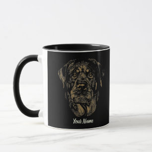 Mug Rottweiler Chien Portrait Vintage Rottie Design