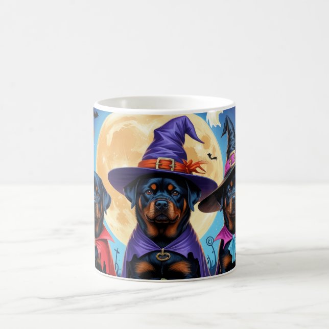 Mug Rottweiler Chiens Citrouille Halloween Funny (Centre)