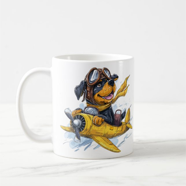 Mug Rottweiler Dog Avion Pilote (Gauche)