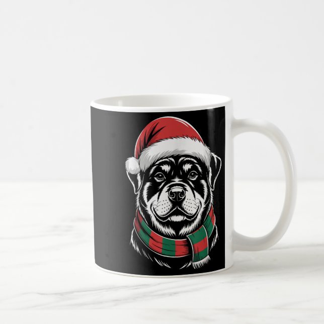 Mug Rottweiler Dog Xmas Santa Hat Scarf Christmas Cost (Droite)