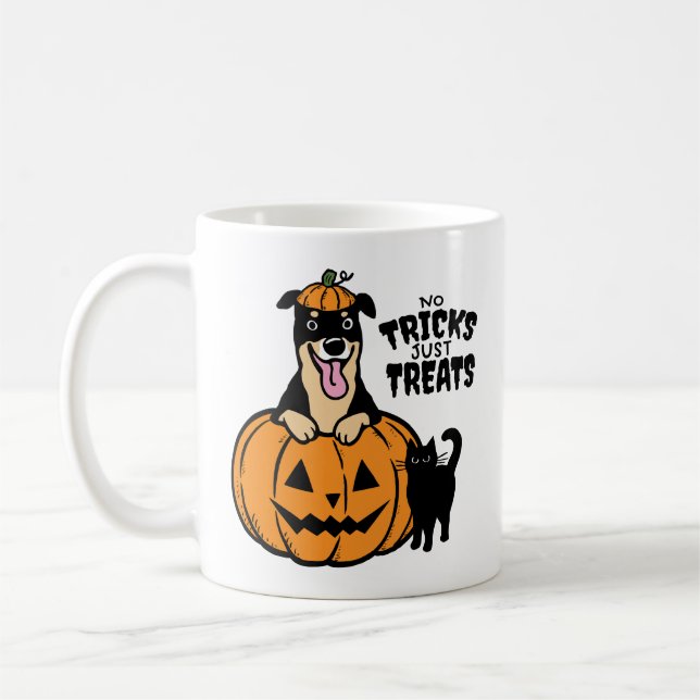 Mug Rottweiler Halloween Pas de bons mots juste traite (Gauche)