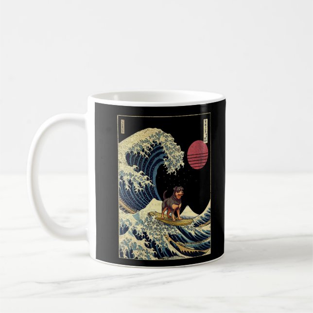 Mug Rottweiler Japonais Kanagawa Wave Surf Chien (Gauche)