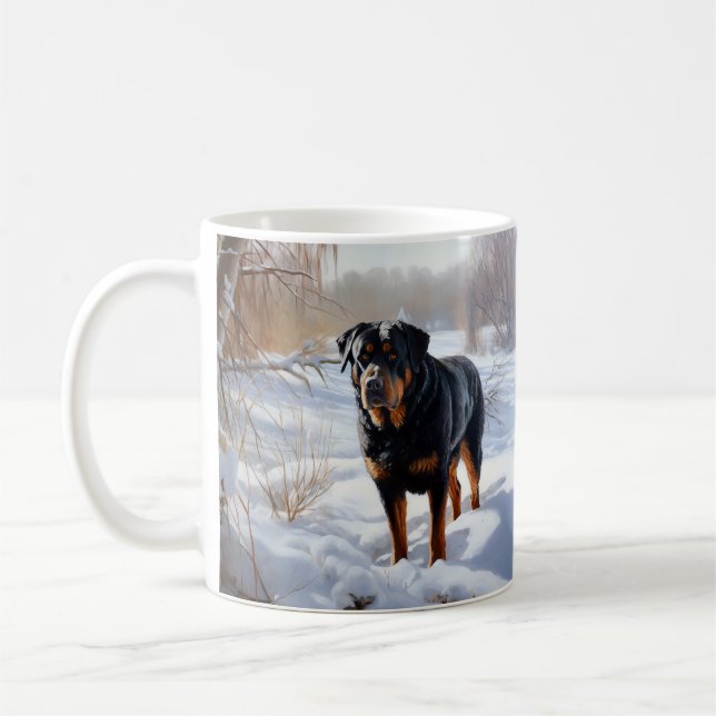 Mug Rottweiler Laissez tomber la neige Noël (Gauche)