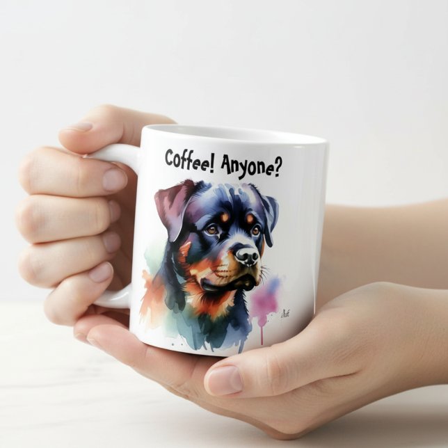 Mug Rottweiler Mignon ''Café ! Quelqu'un ?''  (Créateur téléchargé)