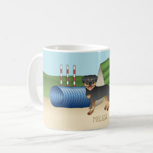 Mug Rottweiler noir et feu avec équipement d'agilité