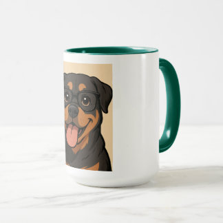Mug Rotweiler tasse. dessin animé. lunettes chien