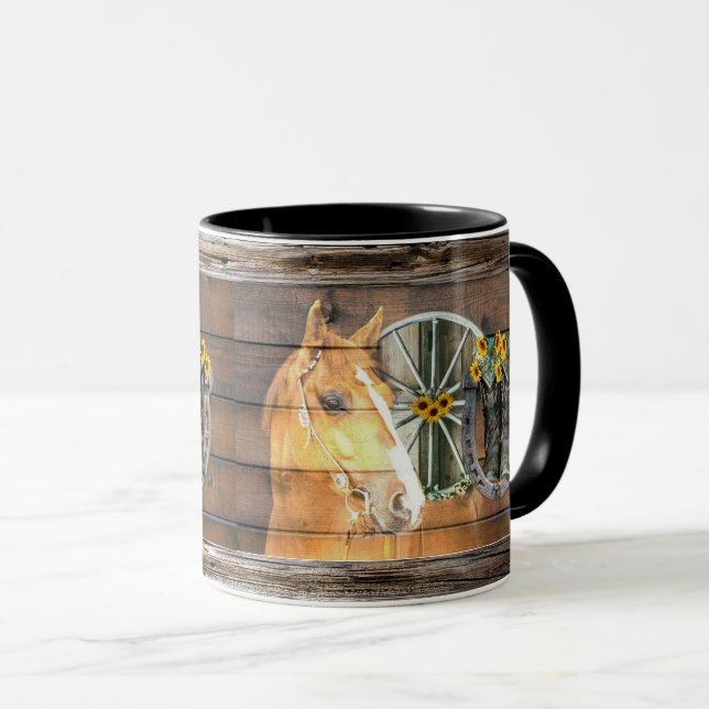 Mug Roue de Chariot Occidental Fer à Cheval Bottes de  (Devant droit)