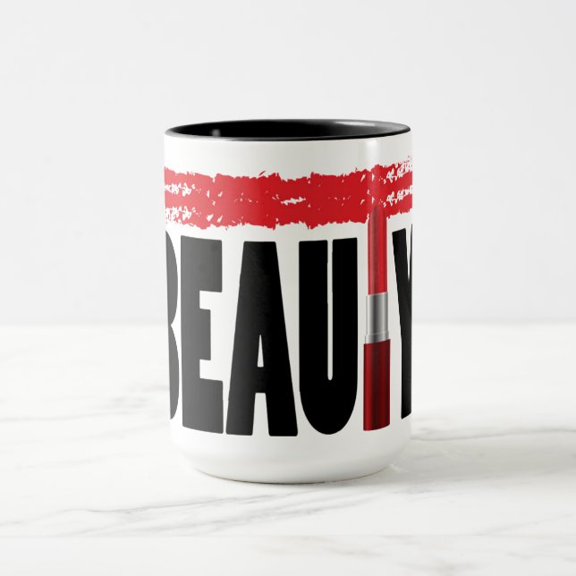 Mug Rouge à lèvres de typographie de beauté (Centre)