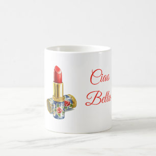 Mug Rouge à Lèvres Floral Ciao Bella (bonjour belle)