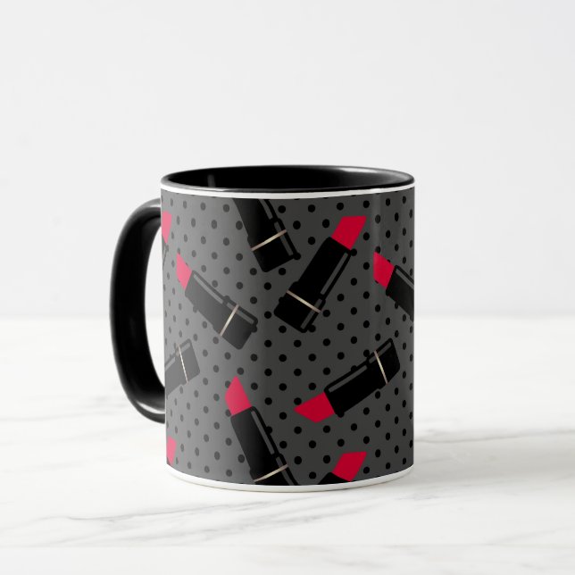 Mug Rouge à lèvres rouge rétro (Devant gauche)