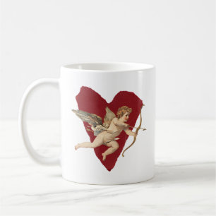 Mug Rouge à vin romantique Ange au cœur à l'arc et à l