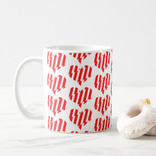Mug Rouge Abstrait n Blancs Valentine Coeur
