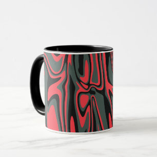 Mug Rouge Abstrait, noir et vert foncé
