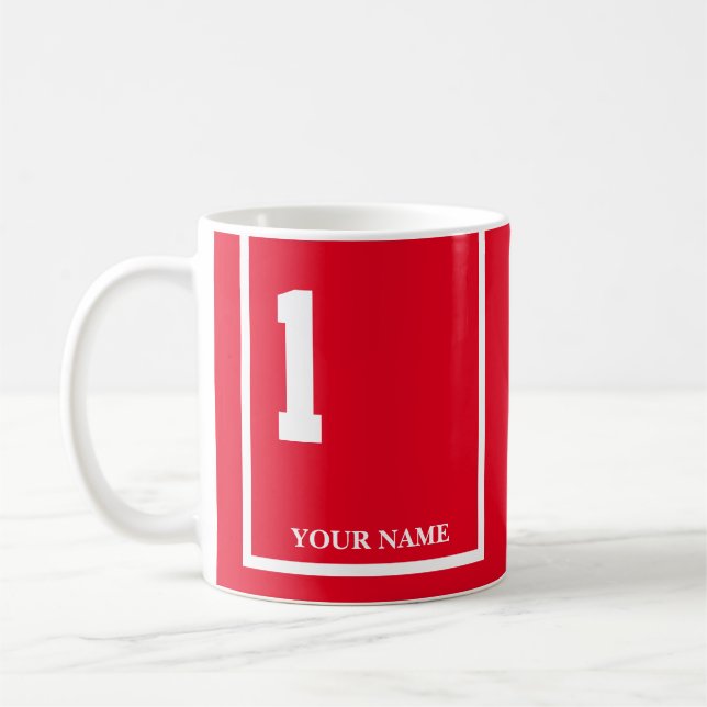 Mug Rouge avec blanc 1 cheval Couverture de selle pers (Gauche)
