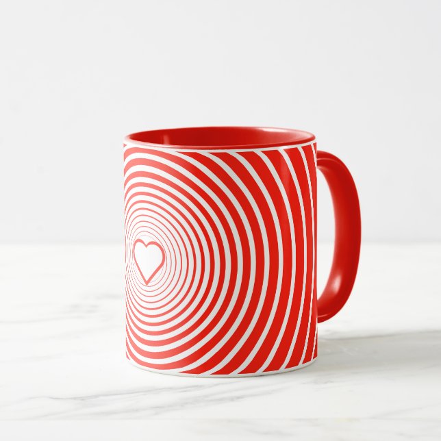 Mug rouge avec coeur - Choisir les couleurs (Devant droit)