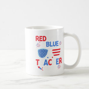 Mug Rouge Blanc & bleu Équipe enseignant 4 juillet